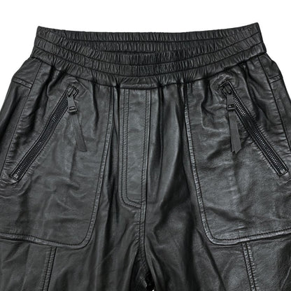 ムンテ レザー パンツ 裾ジップ レディース ラムレザー サイズ36 ブラック MUNTHE 【AFB10】