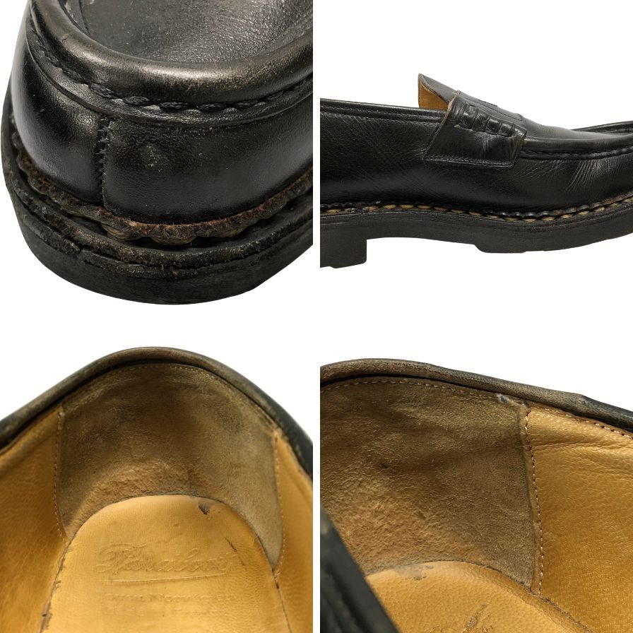 パラブーツ ローファー ランス レザー ブラック サイズ8 メンズ PARABOOT REIMS ローファー 約26.5cm【LA】【中古】
