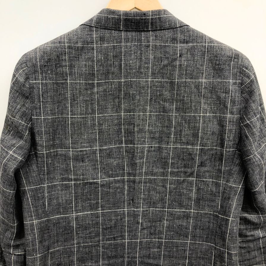 中古◆スーツセレクト リネン テーラードジャケット JSJ1750 グレー サイズA5 メンズ チェック SUIT SELECT DALSASSO 【AFB33】