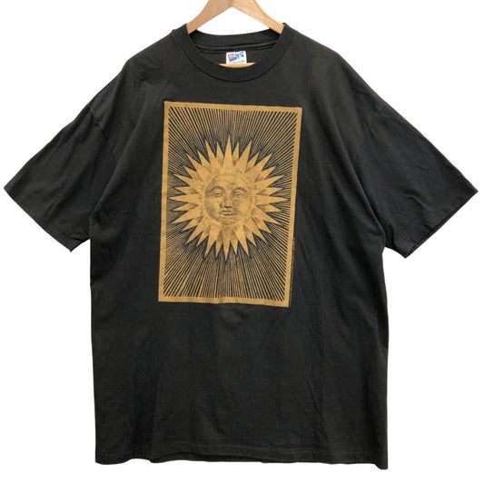中古◆ヘインズ ヴィンテージ 半袖Tシャツ アート 太陽 1993 USA製 ブラック メンズ サイズXL Hanes BEEFY-T vintage DAVID DANZ 【AFB36】
