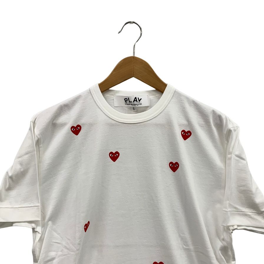 新品同様◆プレイ コム デ ギャルソン 鹿の子Tシャツ ホワイト メンズ サイズXL AX-T338 PLAY COMME des GARCONS 【AFB11】