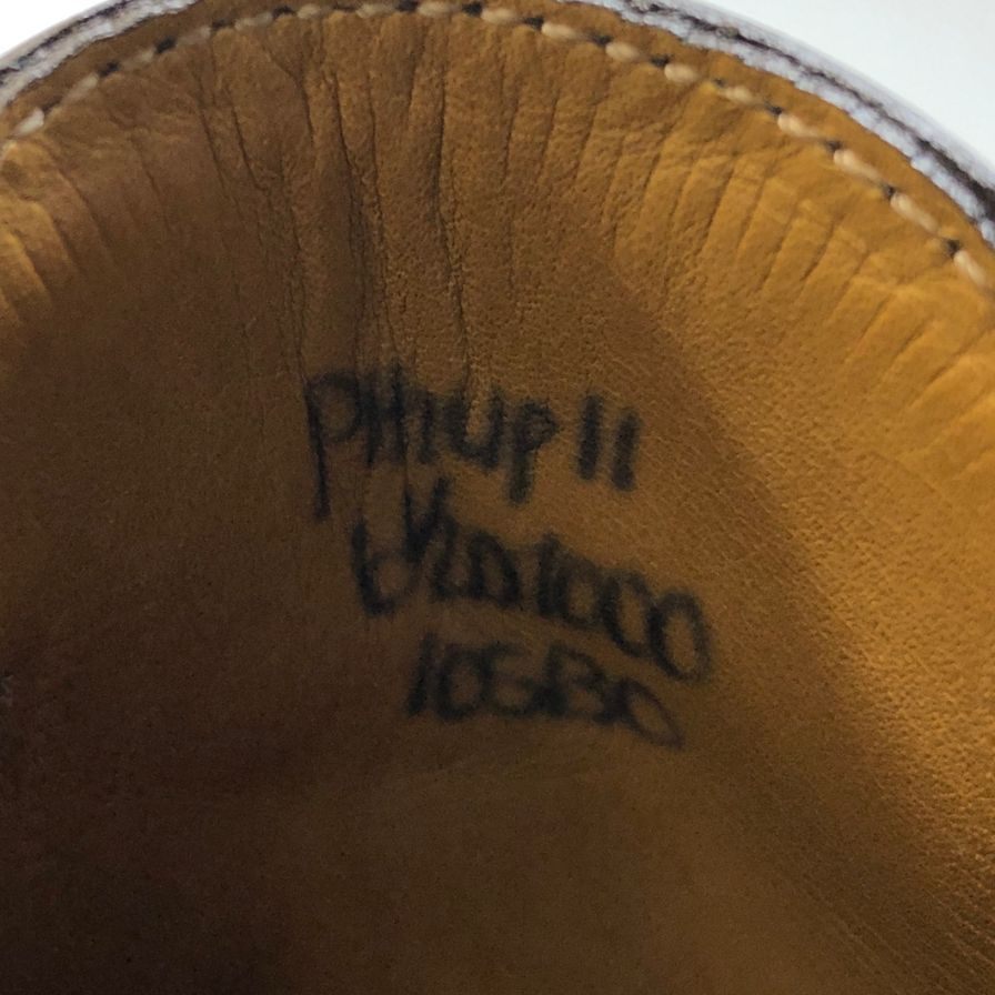 ジョンロブ フィリップII パンチドキャップトゥ カーフ ブラウン UK6.5 JOHN LOBB ビジネスシューズ 約25.5cm【LA】【中古】