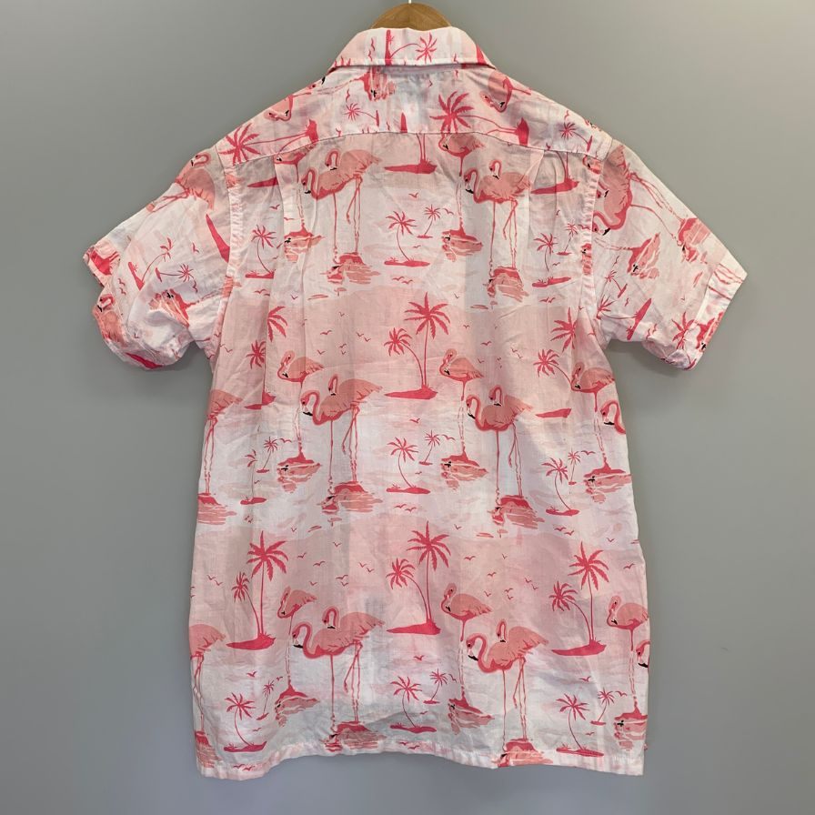 新品同様◆エンジニアードガーメンツ アロハシャツ 半袖 総柄  ピンク レディースサイズ0 ENGINEERED GARMENTS 【AFB33】