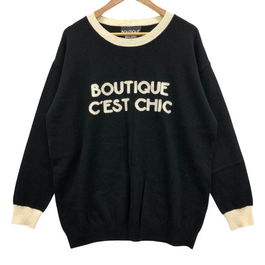 美品◆ブティック モスキーノ セーター トップス レディース サイズL ブラック BOUTIQUE MOSCHINO 【AFB7】