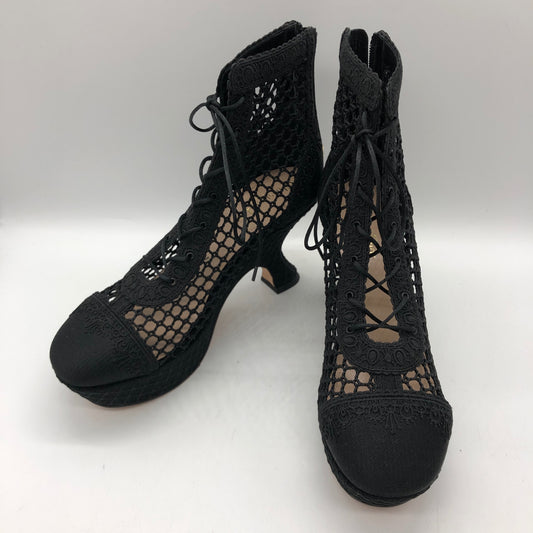 クリスチャン ディオール エンブロイダリー メッシュ ブーティ 2023 レディース サイズ38.5 ブラック Christian Dior 約25.5cm【AFC6】
