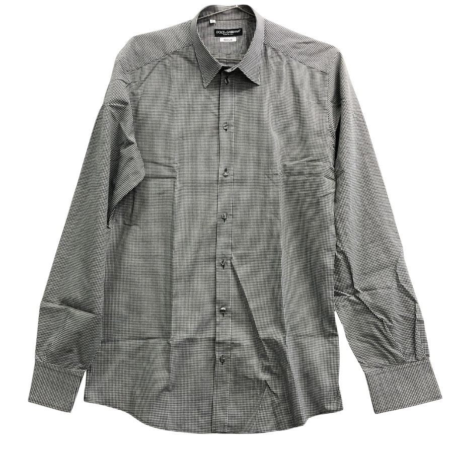 極美品◆ドルチェ&ガッバーナ 長袖シャツ GOLD ギンガムチェック メンズ サイズ41 DOLCE & GABBANA 【AFB38】