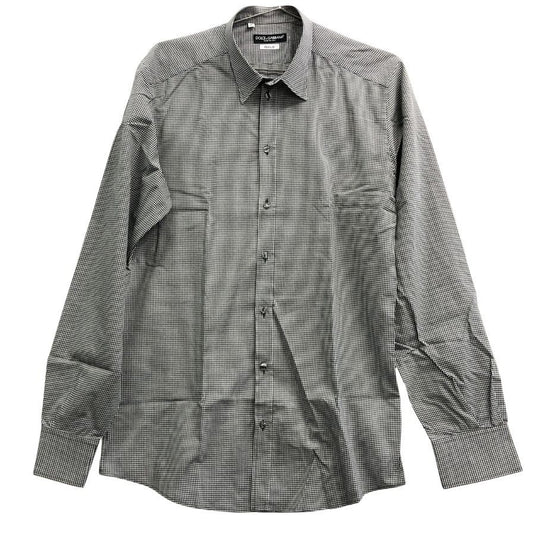 極美品◆ドルチェ&ガッバーナ 長袖シャツ GOLD ギンガムチェック メンズ サイズ41 DOLCE & GABBANA 【AFB38】