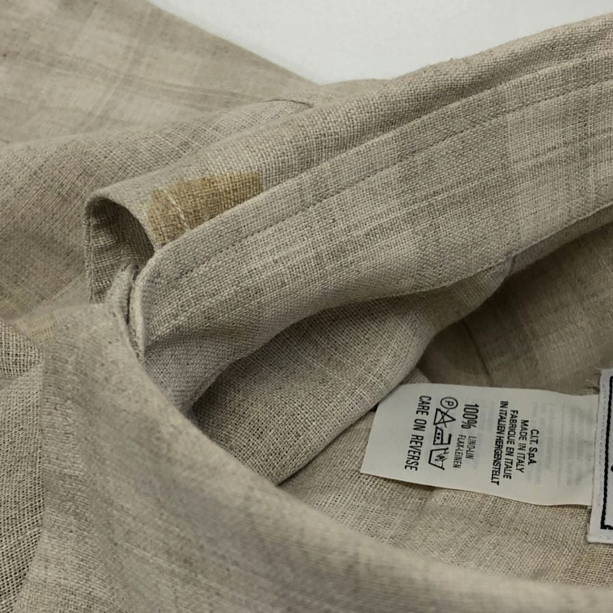 美品◆バグッタ ボタンダウンシャツ リネン チェック ベージュ系 メンズ サイズ39 BAGUTTA 【AFB38】