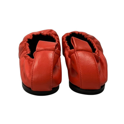 セリーヌ フラットシューズ バレリーナ ナッパレザー レッド系 レディース サイズ38 CELINE 約24.5cm【AFD15-2】