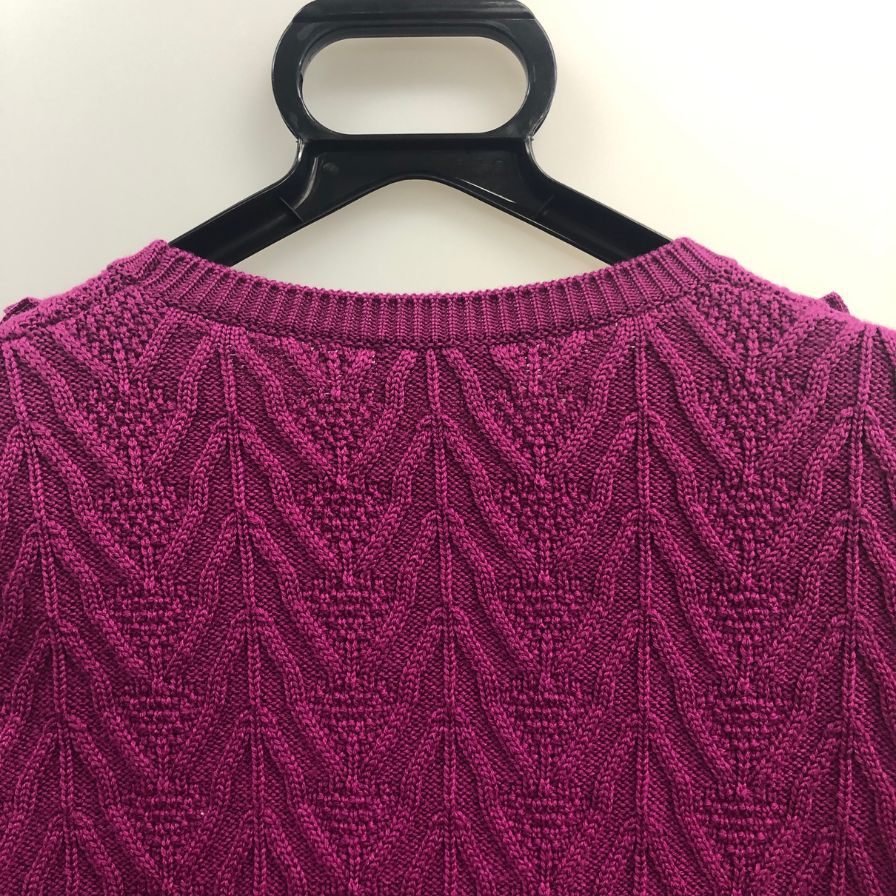美品◆レッドバレンティノ 編みリボン×ボールラウンドネックニットセーター レディース パープル系 サイズXS RED VALENTINO 【AFA18】
