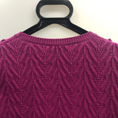 美品◆レッドバレンティノ 編みリボン×ボールラウンドネックニットセーター レディース パープル系 サイズXS RED VALENTINO 【AFA18】