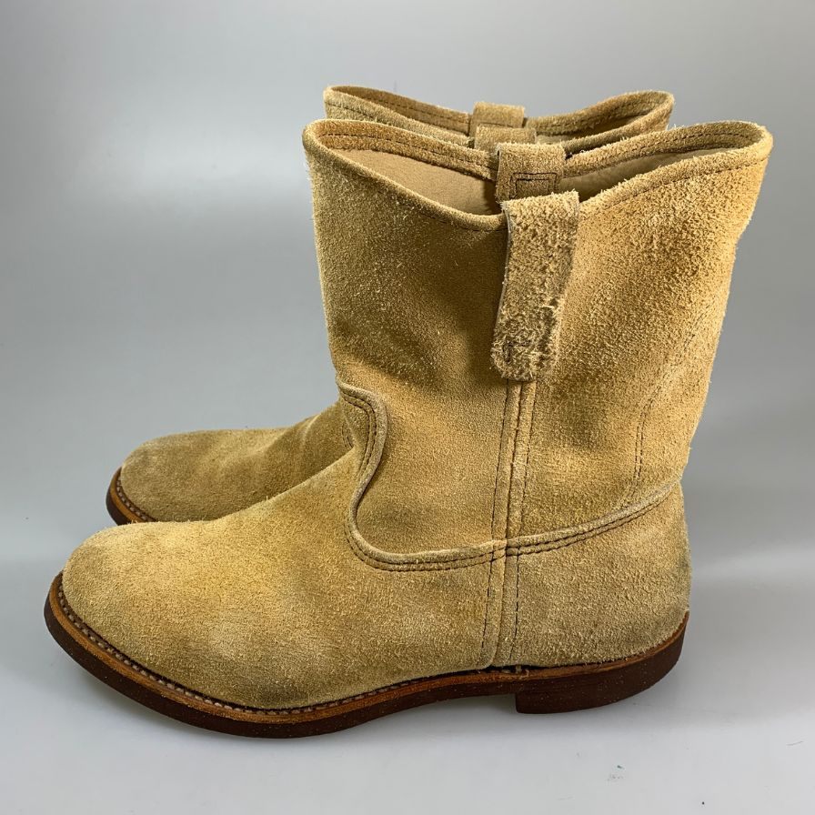 レッドウィング ペコスブーツ スエード ベージュ US9E メンズ RED WING 約27.0cm【PTM1】