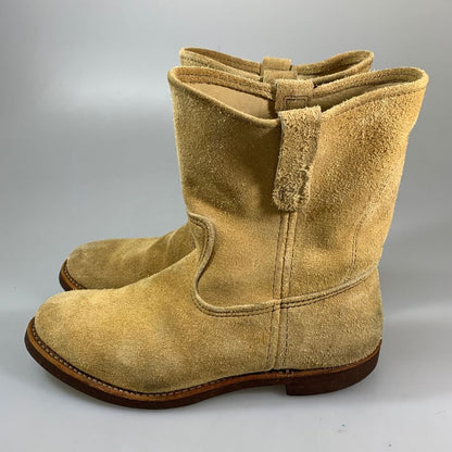 レッドウィング ペコスブーツ スエード ベージュ US9E メンズ RED WING 約27.0cm【PTM1】