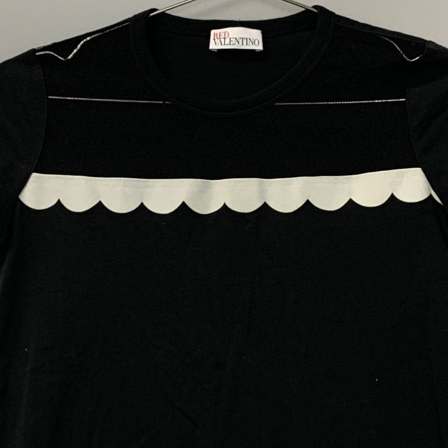 美品◆レッドヴァレンティノ レースTシャツ レディース ブラック サイズXS RED VALENTINO 【AFB20】