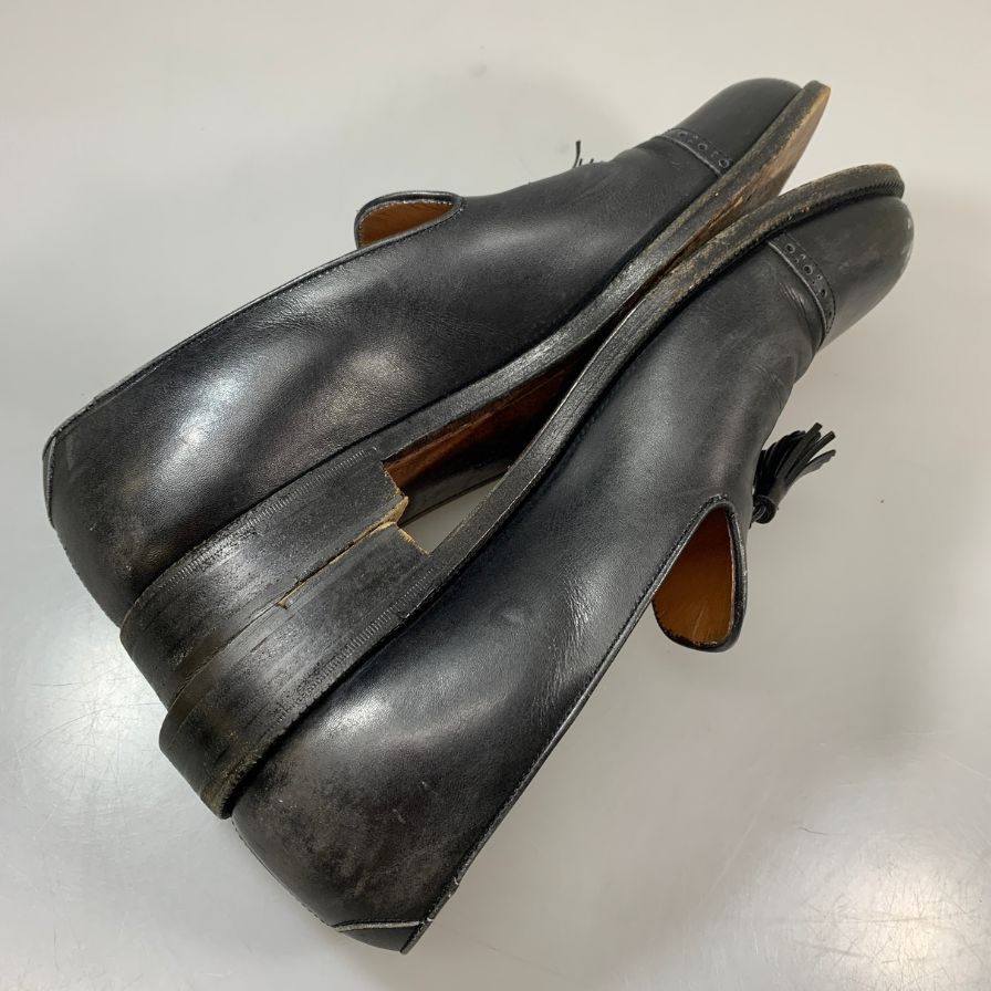 フェラガモ タッセルローファー UG12030 パンチドキャップトゥ カーフ ブラック サイズUK8.5 2E メンズ Salvatore Ferragamo 約27.5cm【AFC6】