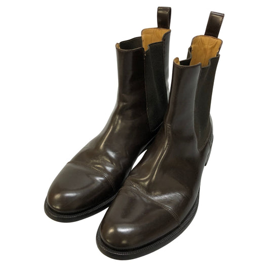 グッチ サイドゴアブーツ ガラスレザー 225106 ストレートチップ メンズ ブラウン サイズ7.5 GUCCI 約25.5cm【AFC43】