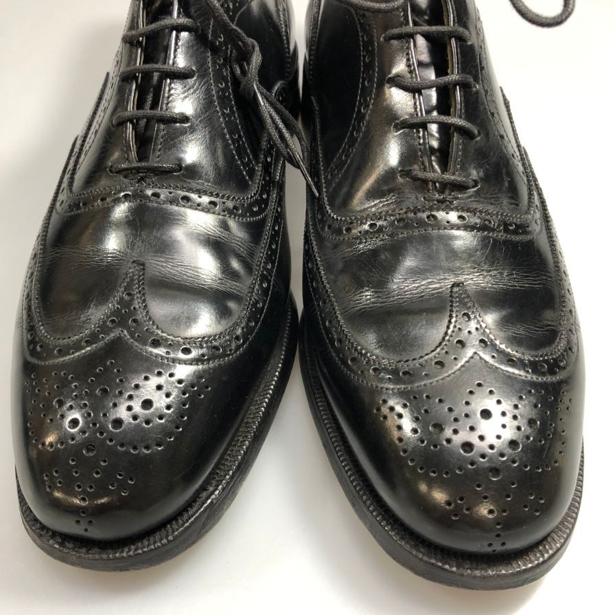 フローシャイム デザイナー コレクション ウィングチップ 青窓枠 ブラック メンズ サイズ7.5D FLORSHEIM ビジネスシューズ 約25.5cm【LA】【中古】