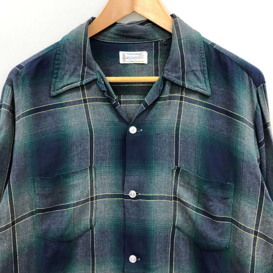 中古◇タウンクラフト 60S PLUSタグ オンブレチェックシャツ