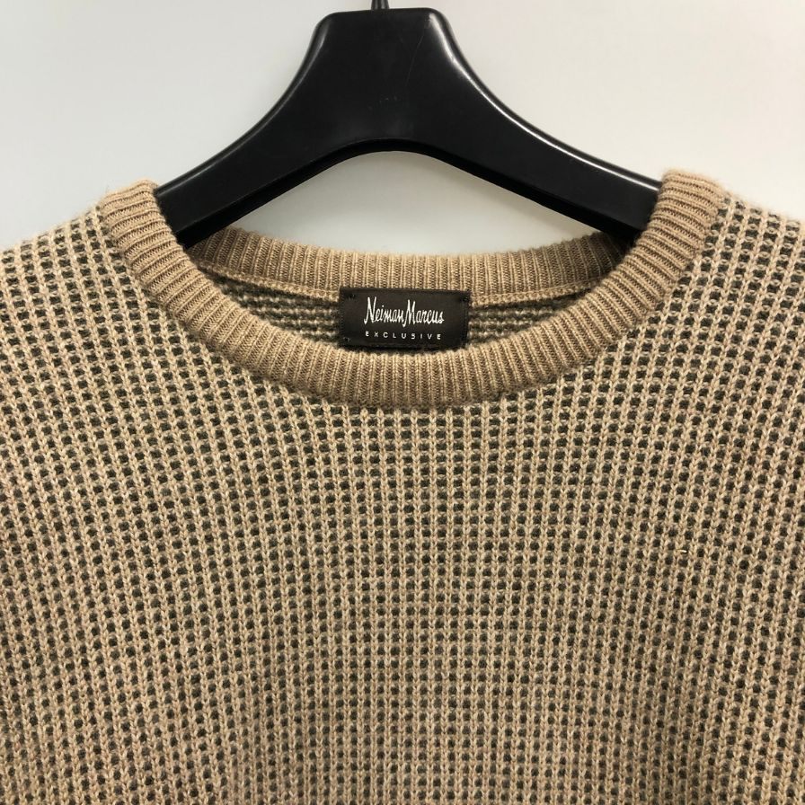 美品◆ニーマン マーカス エクスクルーシブ クルーネックニット カシミヤ ブラウン系 メンズ サイズM NEIMAN MARCUS 【AFB41】