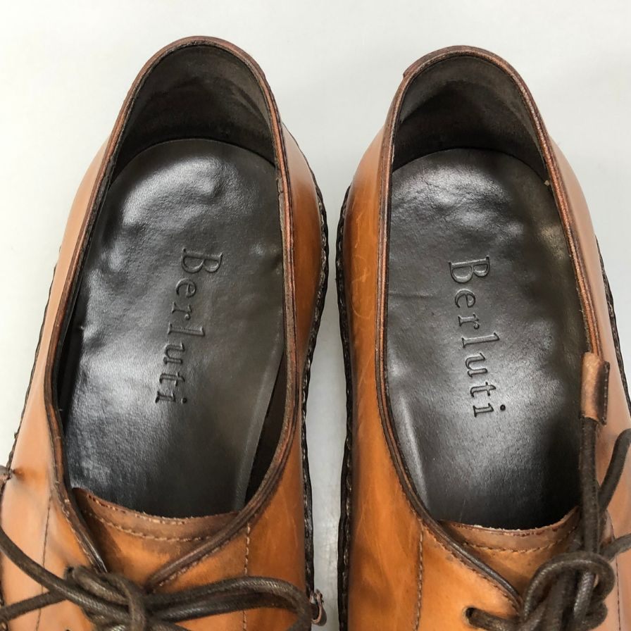 ベルルッティ レザーシューズ フルオパンケ製法 パティーヌ オルガ期 カーフ ブラウン サイズUK7 Berluti ビジネスシューズ 約25.0cm【LA】【中古】