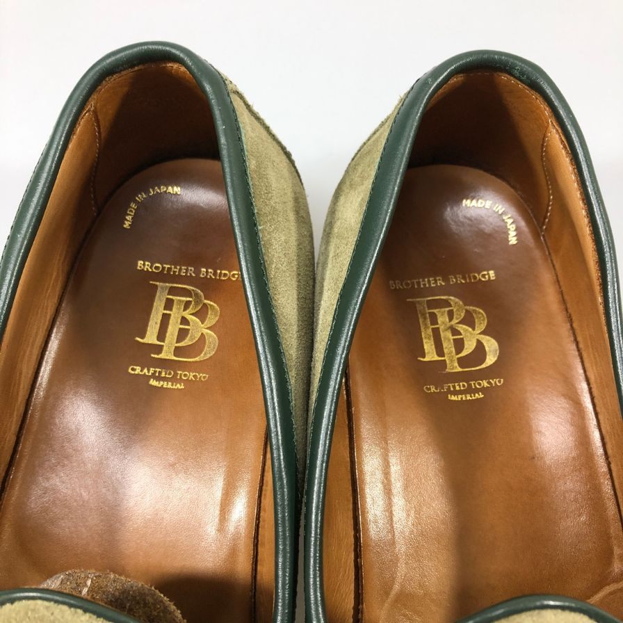 ブラザーブリッジ ローファー ベンデル スエード グリーン系 サイズUS6.5相当 BROTHER BRIDGE 約24.5cm【AFC48】
