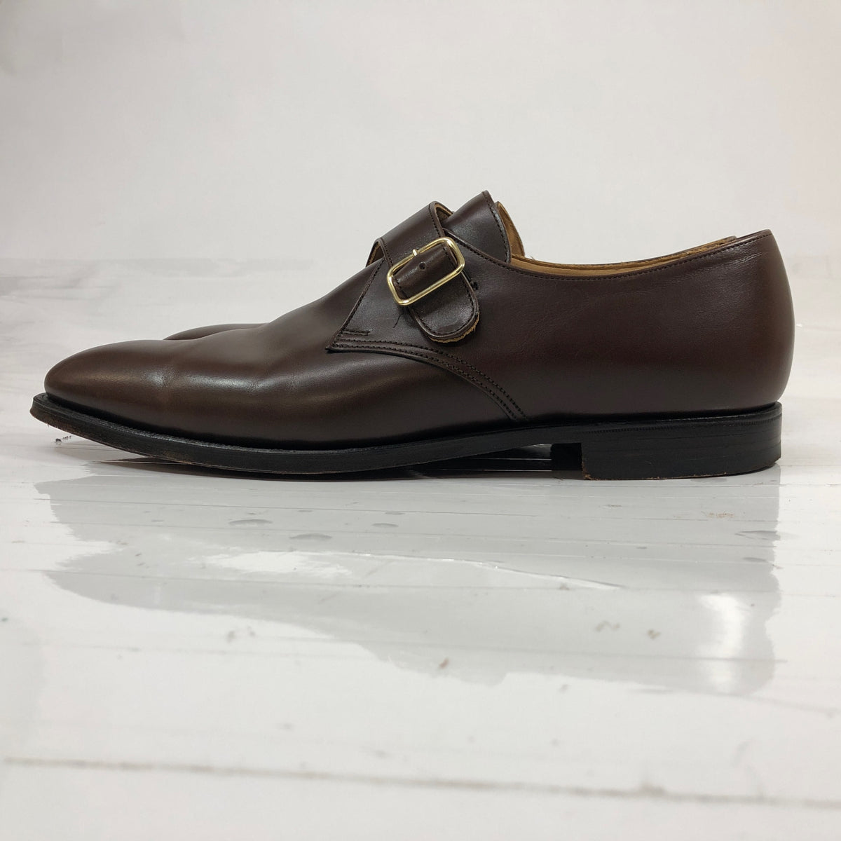 クロケット&ジョーンズ マルバーン シングルモンク カーフ ブラウン UK9.5E メンズ CROCKETT&JONES MALVERN ビジネスシューズ 約28.0cm【LA】【中古】