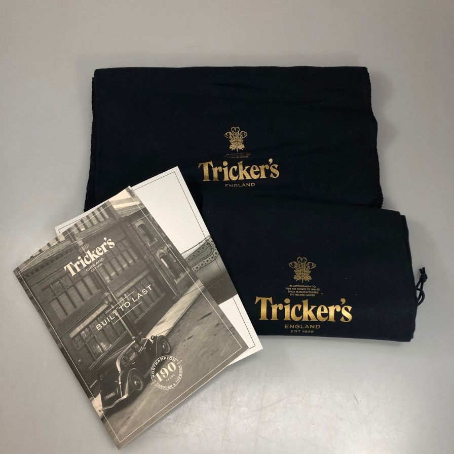 トリッカーズ モーガン レザーシューズ ダブルモンク ストラップ 7867 ブラック ブルー メンズ サイズ7.5 Tricker‘s MORGAN ビジネスシューズ 約26.0cm【LA】【中古】