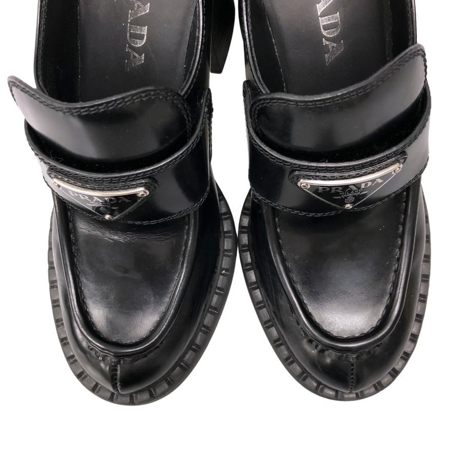 PRADA ブラック ローファー 厚底 PRADA ブラックレザー ローファー 厚底 36.5 - メルカリ