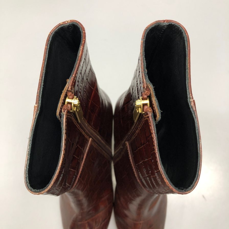 ペリーコ ブーツ クロコ型押し ブラウン系 レディース サイズ37 PELLICO 約23.5cm【AFC2】