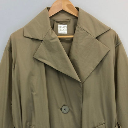 極美品◆プリーツプリーズ ナイロンコート ベージュ アクリルコーティング サイズ1 PP93-ZA872 PLEATS PLEASE ISSEY MIYAKE 【AFB20】