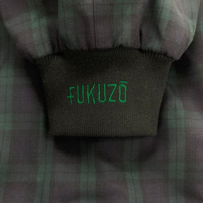 極美品◆フクゾー ブルゾン メンズ サイズL チェック柄 グリーン系 × ネイビー FUKUZO 【AFA13】