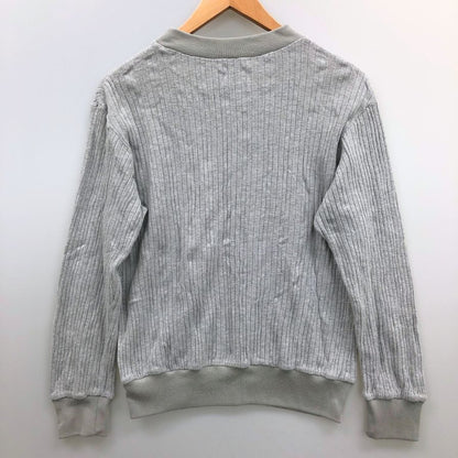 美品◆クリスチャン ディオール セーター 刺繍 コットン リブ ニット クルーネック グレー レディース サイズM Christian Dior 【AFB6】