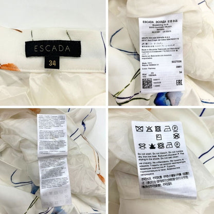 エスカーダ スカート ラップスカート 花柄 ロング レディース ホワイト系 サイズ34 ESCADA【AFB46】