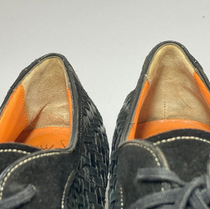 サントーニ スエード レザーコンビ 編み込み ブラック メンズ サイズ5.5 SANTONI 約24.5cm【AFC4】