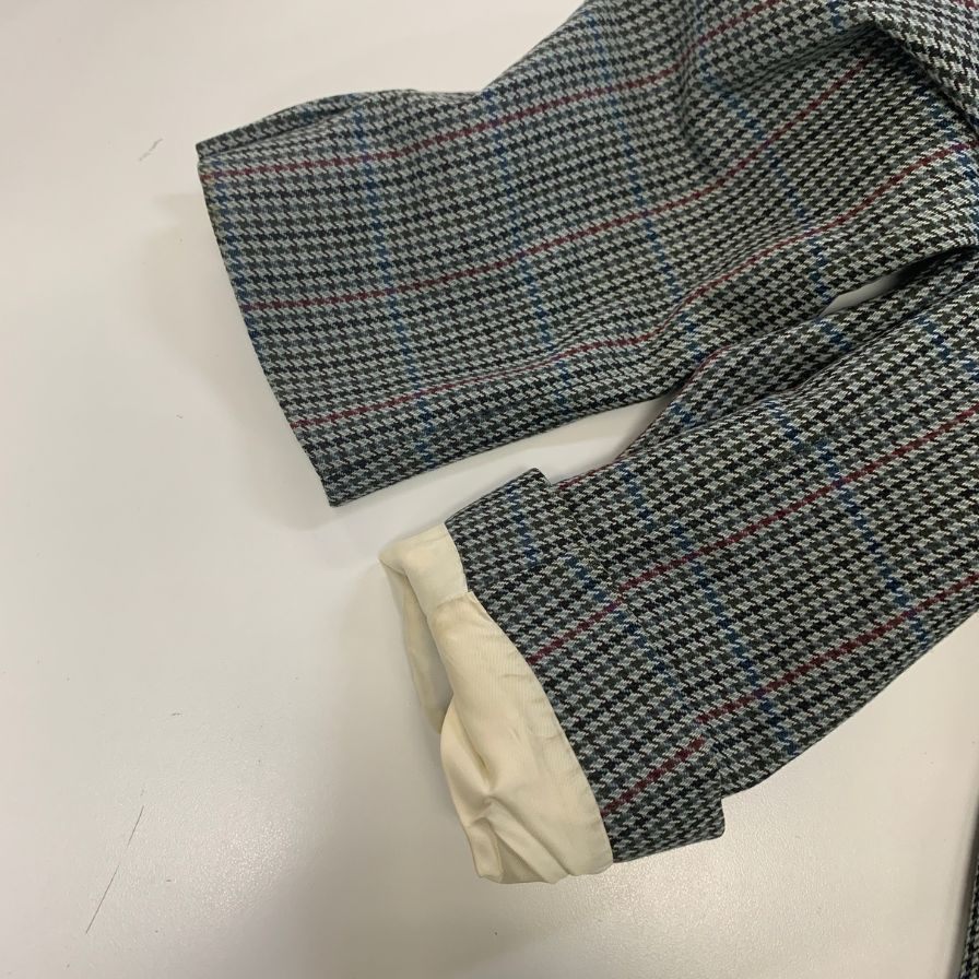 中古◆バーバリー テーラードジャケット ダブル 90S 旧タグ チェック グリーン系 メンズ サイズ 表記なし Burberry 【AFA7】