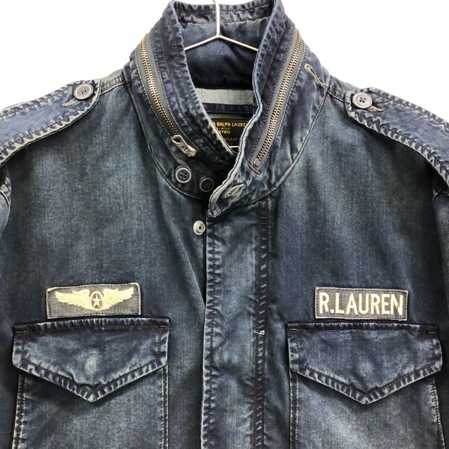 美品◆ポロ ラルフローレン 国内正規 フィールドジャケット M65 ヴィンテージ加工 ワッペン付 メンズ サイズL ネイビー Polo Ralph Lauren 【AFF19】