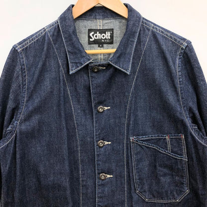 中古◆ショット デニムジャケット カバーオール コットン インディゴ ボタン メンズ サイズS ブルー SCHOTT 【AFB13】