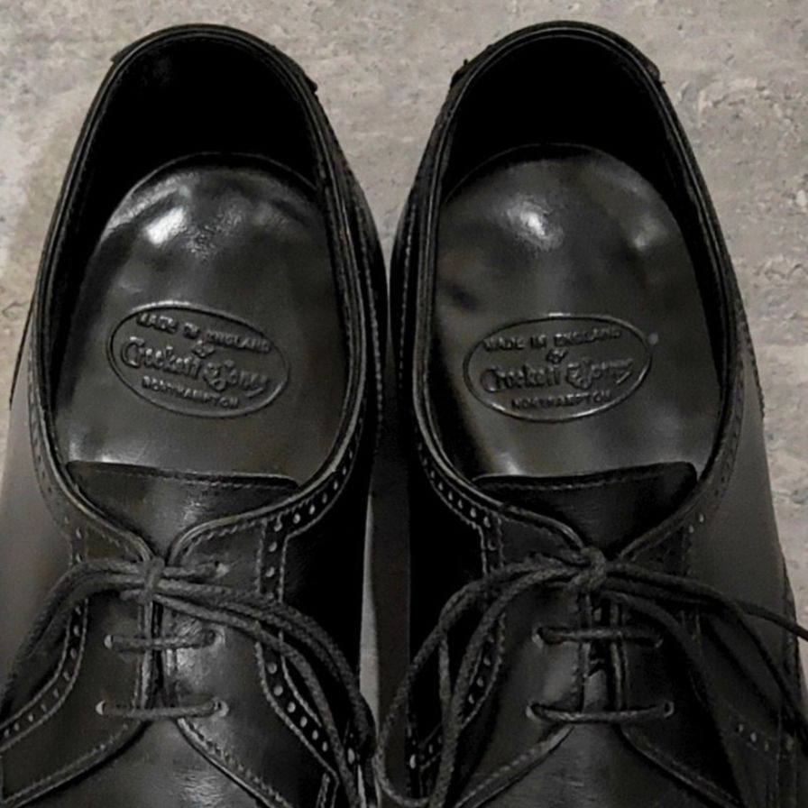 クロケット＆ジョーンズ セミブローグ ティエリー THIERRY Vフロント カーフ ブラック サイズUK6E Crockett&Jones ビジネスシューズ 約24.5cm【LA】【中古】