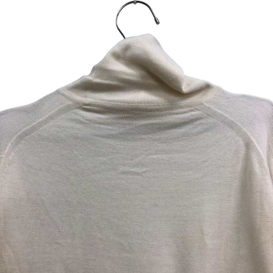 美品◆ジョンスメドレー ニットセーター 長袖 タートルネック ウール アイボリー M JOHN SMEDLEY 【AFB3】