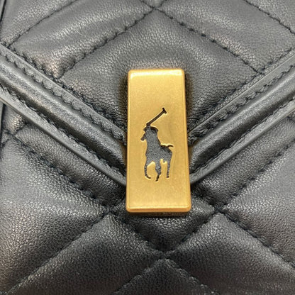 ポロ ラルフローレン 財布 キルト レザー ゴールド金具 ボタン ブラック POLO RALPH LAUREN【AFI7】