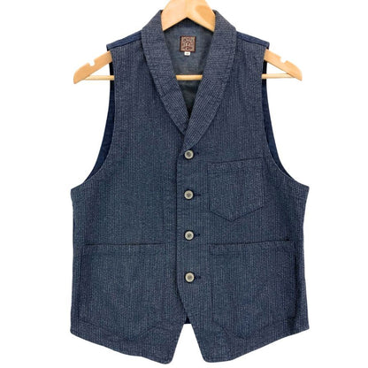 極美品◆ブルードガーメンツ 桃太郎ジーンズ ベスト メンズ 38 ネイビー BLUED GARMENTS 【AFB3】