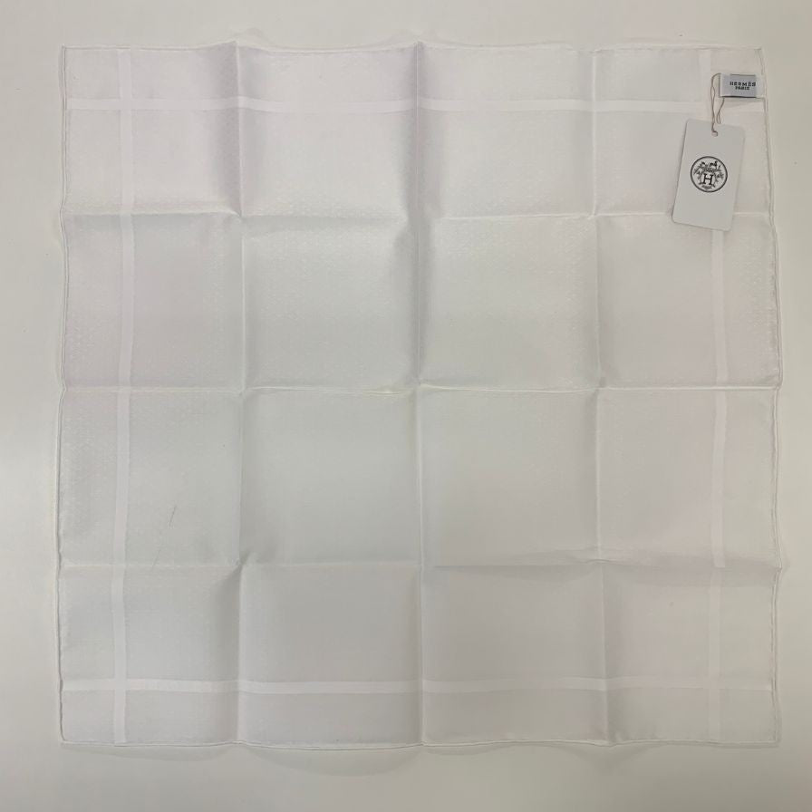 エルメス ハンカチ コットン100% ホワイト レディース HERMES【AFI18-3】【中古】