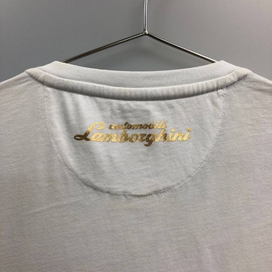 中古◆ランボルギーニ プリント Ｔシャツ メンズ サイズS ホワイト LAMBORGHINI 【AFB2】