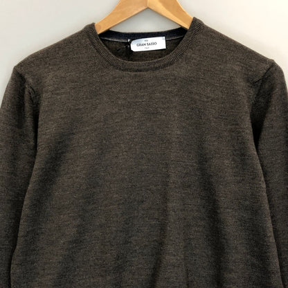 極美品◆グランサッソ クルーネックニット グレー サイズ46 GRAN SASSO 【AFB7】