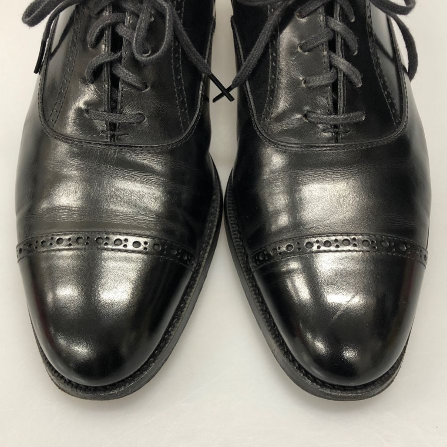 三陽山長 レザーシューズ 弦六郎 パンチドキャップトゥ R2010ラスト メンズ サイズ7.5 ブラック sanyoyamacho GENROKURO 約25.5cm【AFC3】