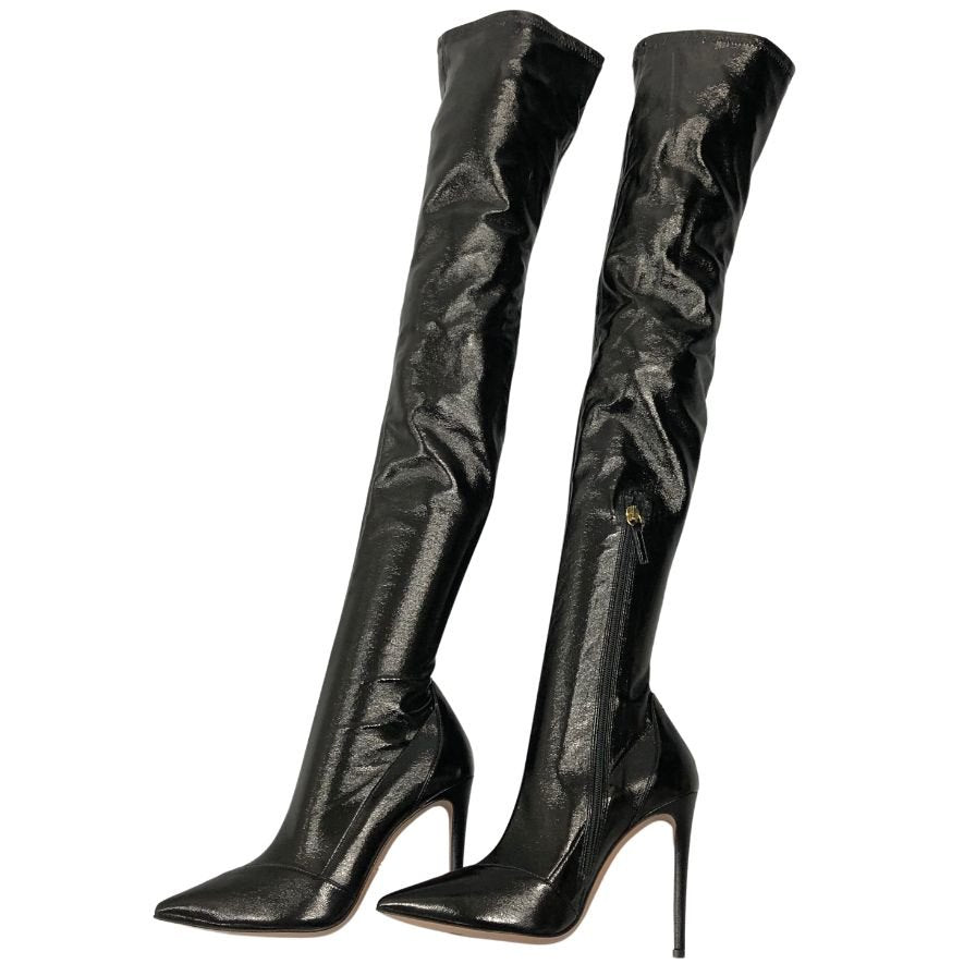 エリザベッタ フランキ ロングブーツ サイズ38 ブラック レディース ELISABETTA FRANCHI 約24.5cm【AFC41】