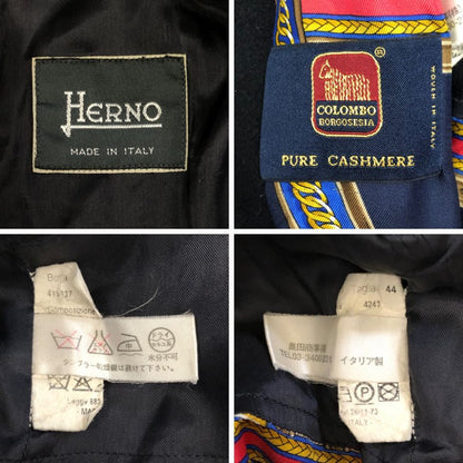 中古◆ヘルノ フード付き ウールロングコート ブラック サイズ44 レディース 裏地スカーフ柄 イタリア製 HERNO 【AFA4】