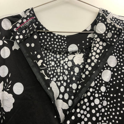 美品◆レオナール ワンピース モノトーン 総柄 レディース サイズL LEONARD 【AFB3】