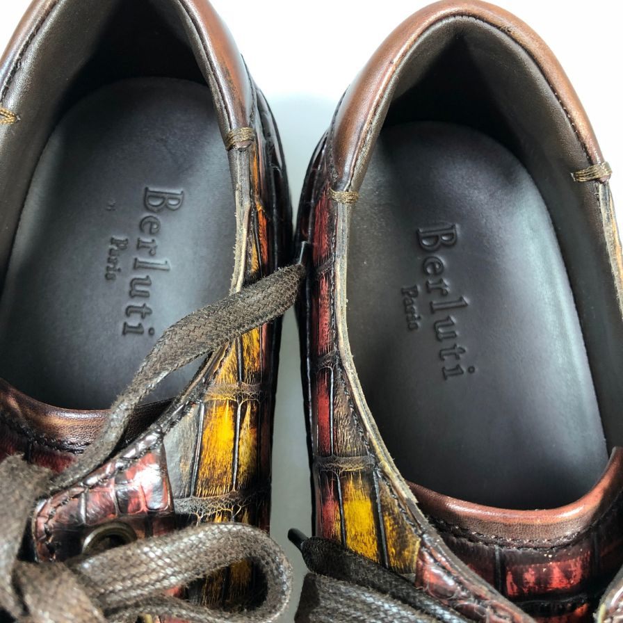 ベルルッティ アリゲーター スニーカー S3663 TDM RUST ALLIGATOR サイズ8 メンズ ブラウン Berluti 約27.0cm【AFC50】