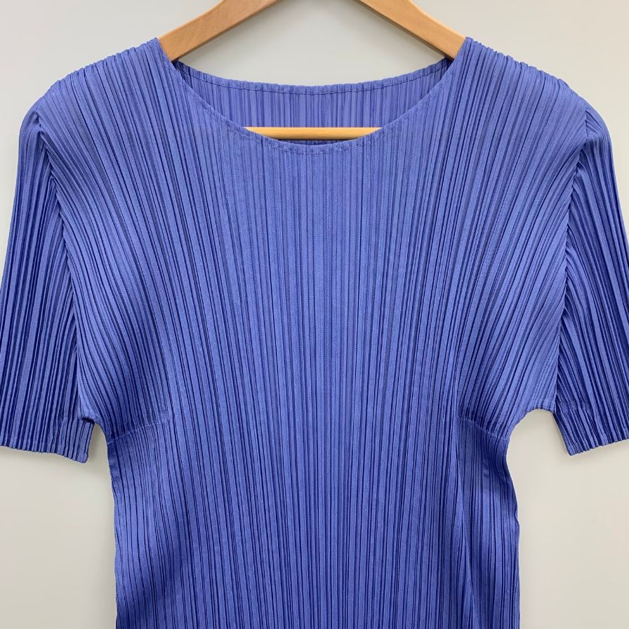 極美品◆プリーツプリーズ イッセイミヤケ プリーツロングワンピース PP51JH135 サイズ4 レディース パープル 半袖 日本製 PLEATS PLEASE ISSEY MIYAKE MADE IN JAPAN 【AFB26】